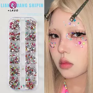 Springevenstar Pha Lê Mặt Hình Xăm Lễ Hội Ngọc Tự Dính Cơ Thể Đá Quý Stiers Bling Kim Cương Giả Trang Điểm Mặt Mắt Stier Cho Đảng Springevenstar