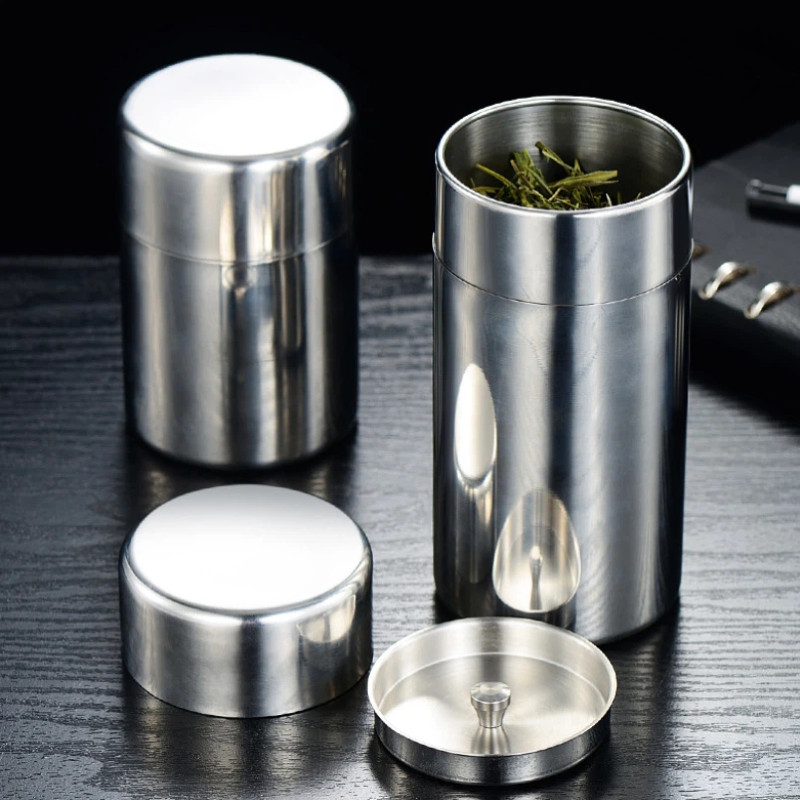 Hộp Inox Đựng Trà 304-Thiết Kế 2 Lớp Chống Ẩm, Dùng Đựng Matcha, Cà Phê.Tiện Lợi Mang Theo Du Lịch