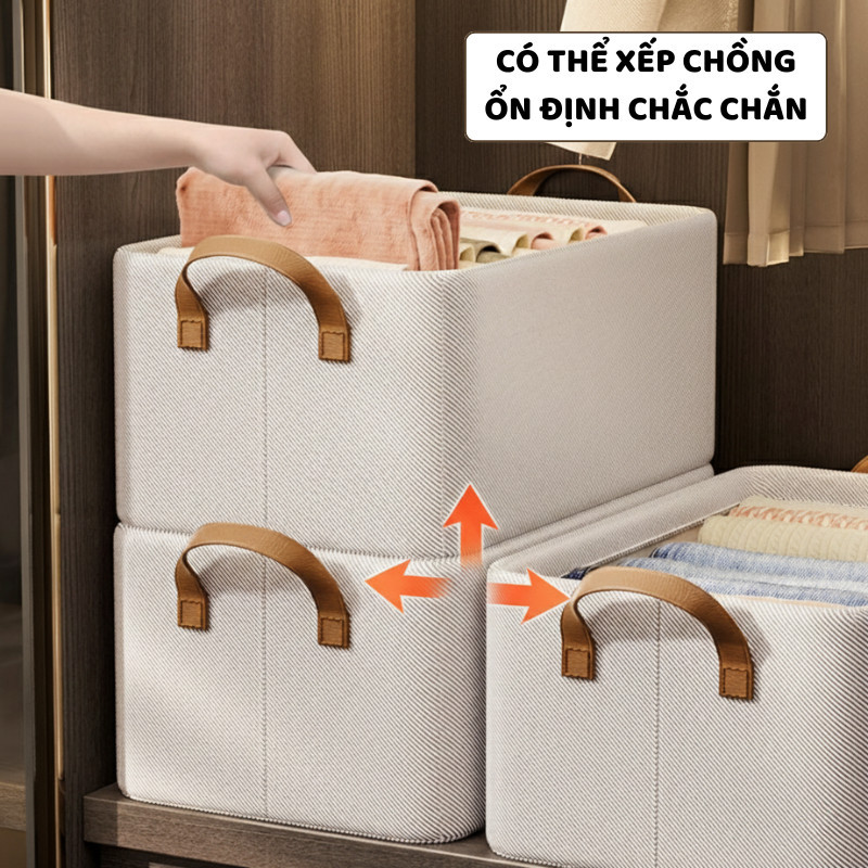 Hộp Vải Đựng Quần Áo Có Quai ENODA HOME, Hộp Vải Khung Thép Dày Dặn Lưu Trữ Quần Áo, Đồ Lót HV001