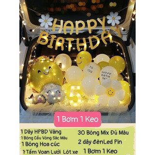 Set Bóng Trang Trí Cốp Xe Hơi Sinh Nhật Kèm Đèn Led Hot Trenl Tặng Bơm và keo DF23