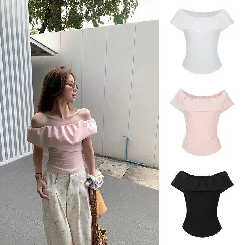 Áo thun trễ vai nhún 2 bên eo ôm body co dãn mùa hè hottrend XIMIMI SP435