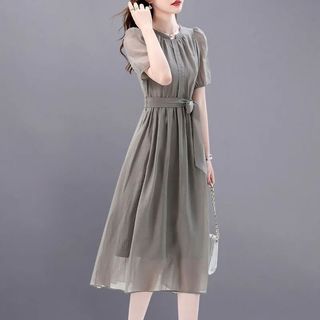 Đầm Midi Thắt Nơ Eo – Váy Dài Thanh Lịch Tôn Dáng, Mặc Lên Cực Kỳ Nữ Tính,Vải Mềm Mát Sang Trọng