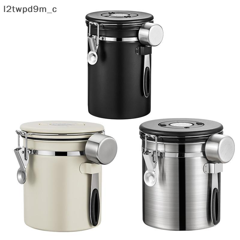 Cod 1.2-1.8L thép không gỉ cà phê Canister với ngày Tracker & Scoop mới