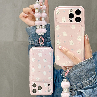 Pink Miffy Rabbit + Vòng tay cho iphone17 17promax 16promax 15promax 14 / 13 / 15 / 16pro iphone13 TPU mới vỏ iphone chống bụi