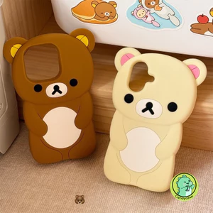 Ốp Điện Thoại Silicon Rilakkuma Cho iPhone 17 16 15 14 Plus 13 12 11 Pro Max SE3 SE2 SE1 8 7 6 6S 5 5S 4 4S 2022 2020 2016 + Vỏ Hoạt Hình 3D Dễ Thương Dễ Thương Vỏ Chống Sốc Mềm
