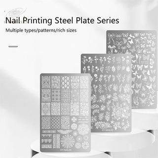 [hatheaven] Tấm dập móng tay cỡ lớn 9,5X14,5cm Hoa bướm Thiết kế rắn Mẫu nghệ thuật làm móng cho DIY Trang trí móng tay Stencils Đẹp