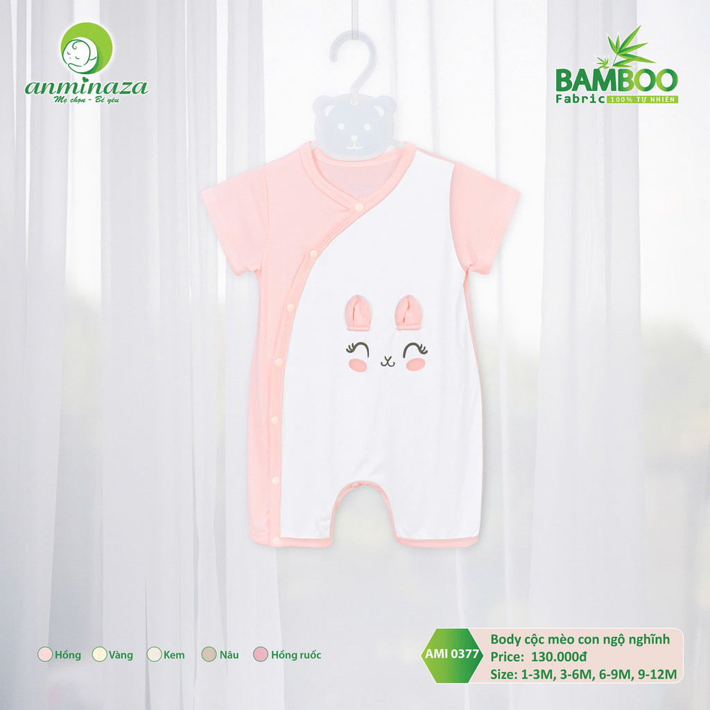 Body Cộc Mèo Con Nghộ Nghĩnh Anminaza Vải Sợi Tre Petit Mềm Mịn Thoáng Mát - Hàng Chính Hãng AMI0377