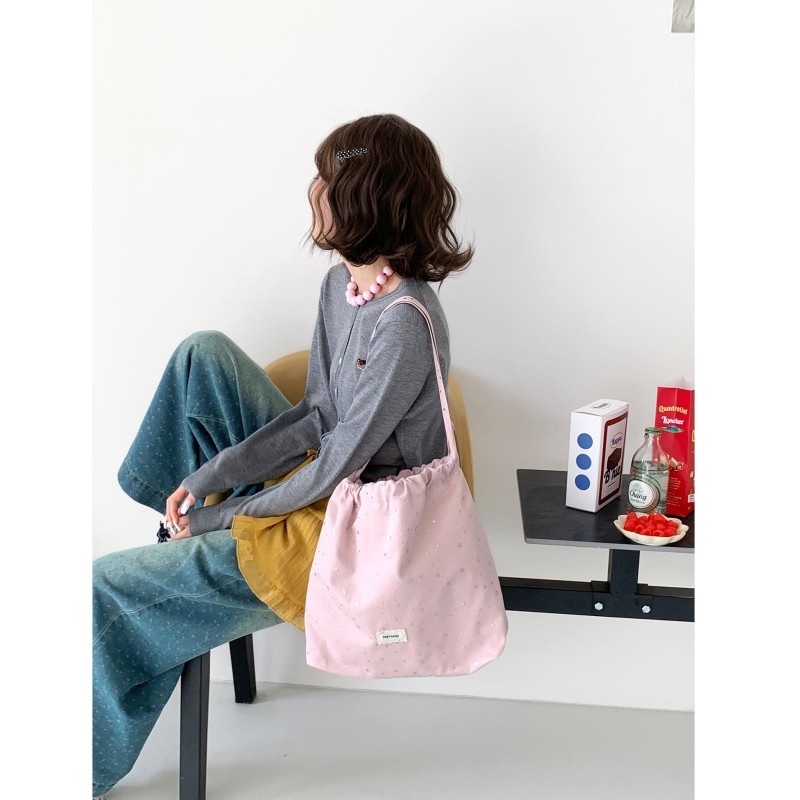 GC2 Mới Mùa Xuân Túi Đeo Vai Dây Rút Lấp Lánh Ngôi Sao Túi Tote Dễ Thương Macaron Màu Túi Vải Dành Cho Nữ CG2