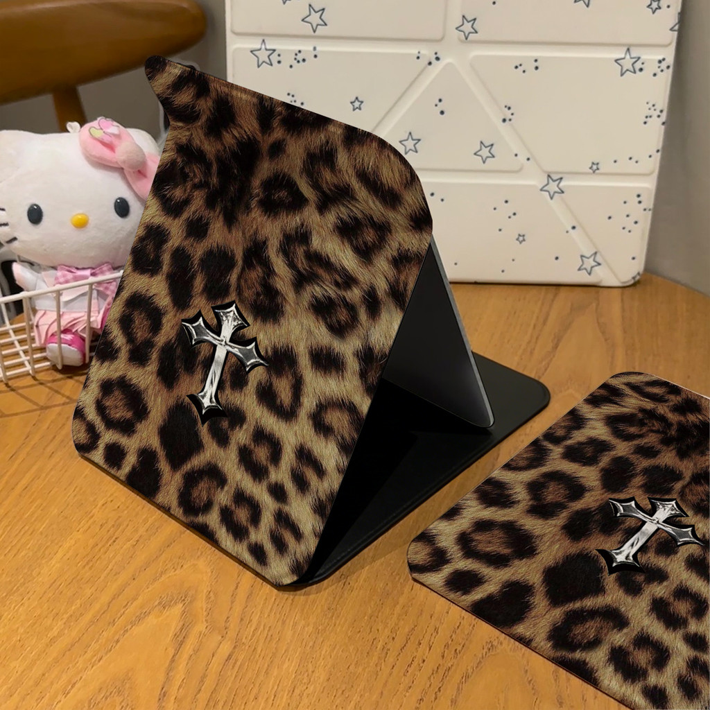 Leopard sọc chéo vật liệu bền đẹp phong cách thời trang cao cấp gấp gương trang điểm