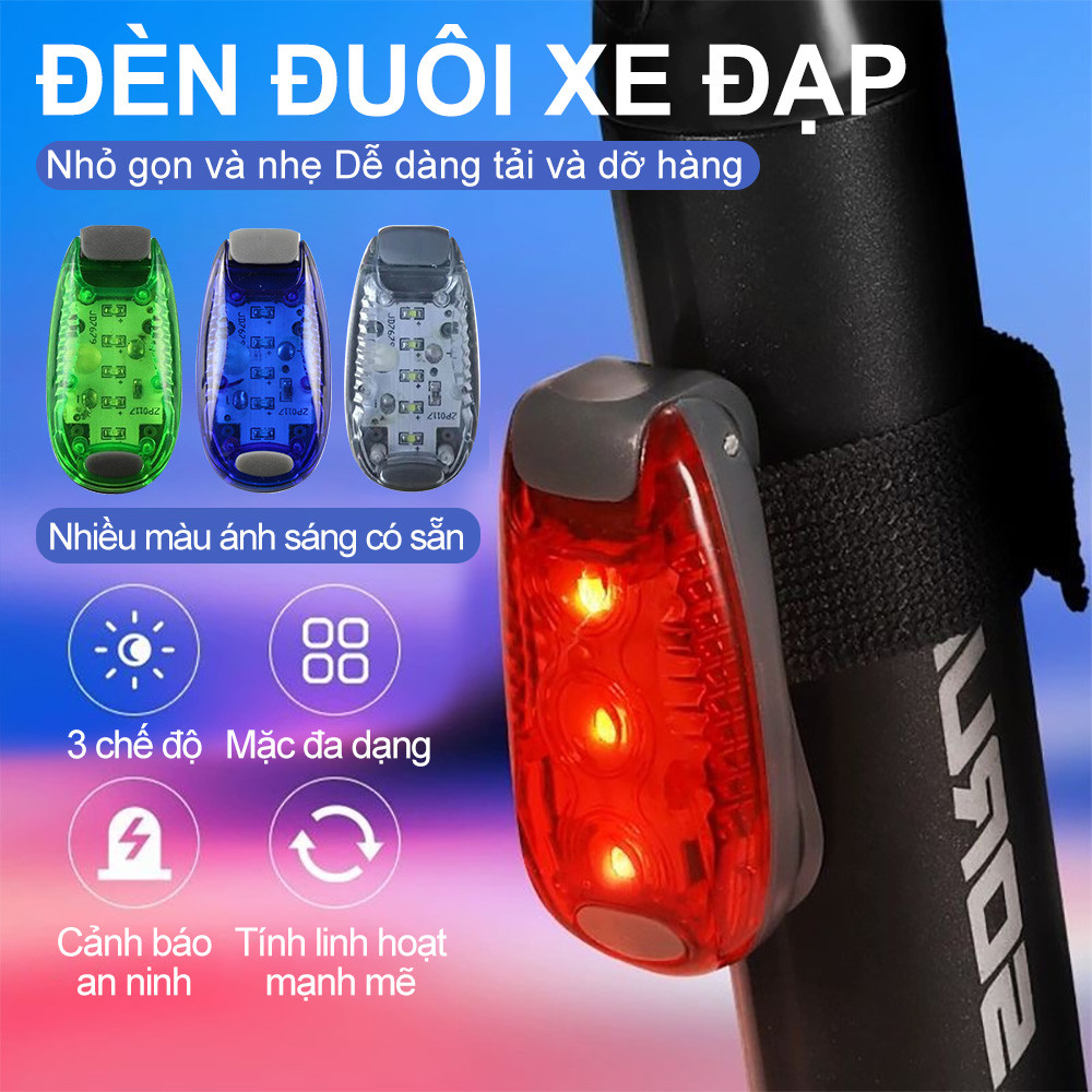 Đèn LED Đuôi Xe Đạp Kẹp Đèn Cảnh Báo An Toàn Mini Phía Sau Đèn Cảnh Báo Nhấp Nháy Chạy Bộ Cho Chạy Bộ chó, Đi Xe Đạp