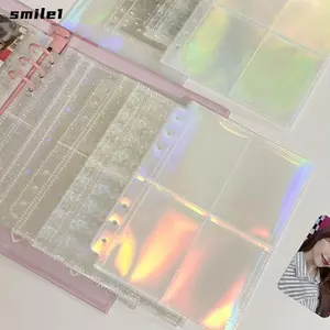 SMILE 10 Cái / bộ Tay Chất Kết Dính, Túi Hai Mặt Laser Ngôi Sao Cầu Vồng Bên Trong Trang Album, Chất Lượng Cao Trong Suốt A5 2 / 4 Túi Album Ảnh Lõi Bên Trong Album Thẻ Ảnh Kpop