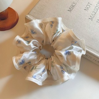 Hululu - Scrunchy satin cao cấp hoa, phù hợp tạo kiểu tóc đuôi ngựa thấp, phụ kiện tóc nữ nhẹ nhàng và sang trọng