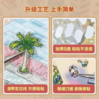 ENWEI 4 Miếng Dán Phong Cảnh [City Series] 3D Lớn Phong Cách Hoạt Hình Hồng Kông Chất Liệu Chống Thấm Nước Thêu Sò Nhật Ký Vật Dụng