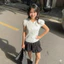Áo sơ mi tay bồng cổ sen kiểu nữ cột dây sau eo tăng chỉnh phong cách hàn quốc SS03666