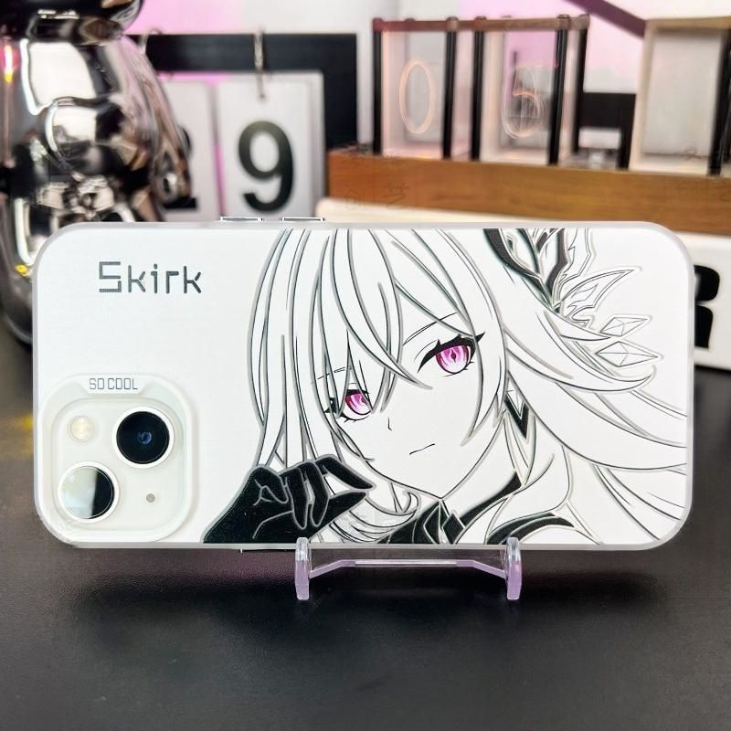 Genshin Impact / Skirk / Skirk Line Draft Vỏ điện thoại màu bạc đầy màu sắc Thích hợp cho iPhone / vivo / Xiaomi / OPPO / ewwq