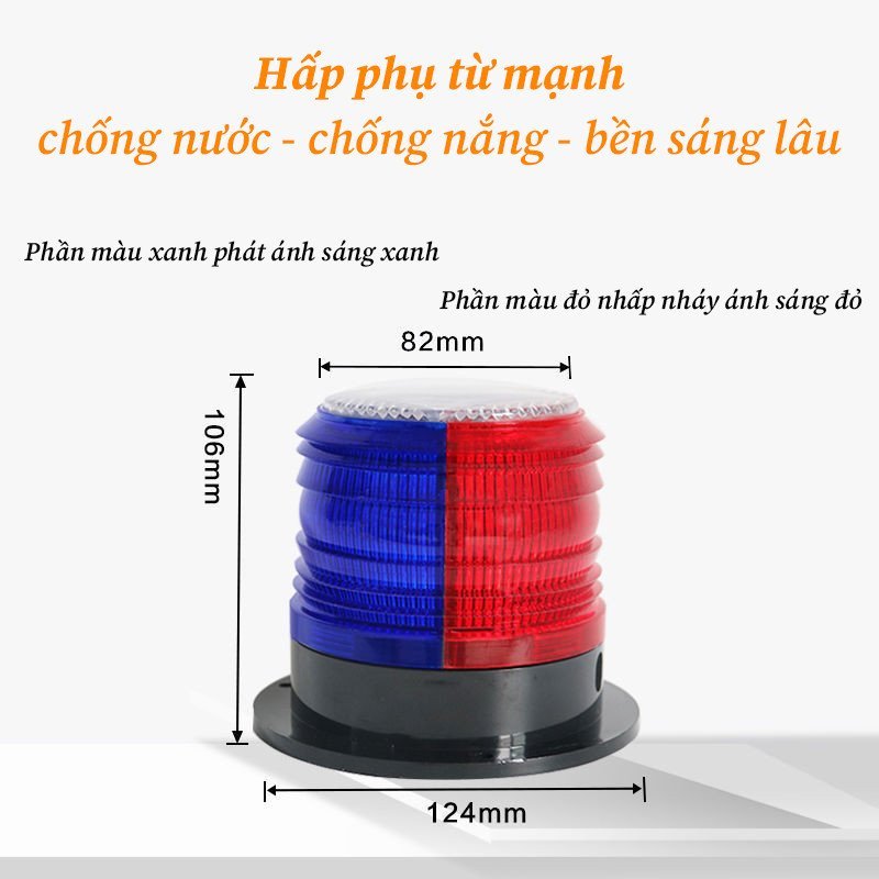 Đèn cảnh báo năng lượng mặt trời gắn nam châm chống nước LED nhấp nháy tự động tự sạc phát sáng