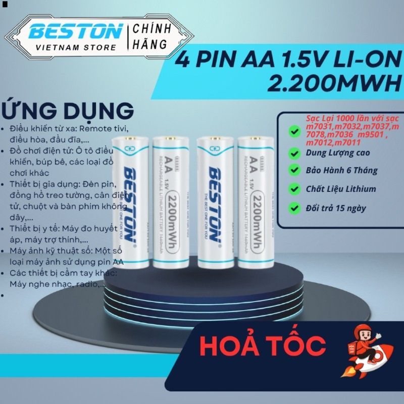 Combo sạc m7031 và 4 pin AA 1.5V Type-C - Sạc nhanh, an toàn.