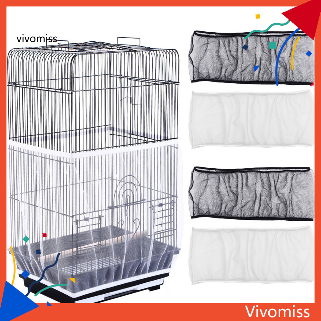 [VM] Vỏ lồng chim lưới Dây đàn hồi Vỏ lồng chim Lưới Nylon có thể điều chỉnh Váy lưới chống bụi cho vẹt vẹt vẹt vẹt Macaw Birds – Phù hợp với lồng vuông tròn
