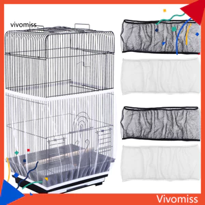 Vỏ lồng chim lưới Dây đàn hồi Vỏ lồng chim Lưới Nylon có thể điều chỉnh Váy lưới chống bụi cho vẹt vẹt vẹt vẹt Macaw Birds – Phù hợp với lồng vuông tròn