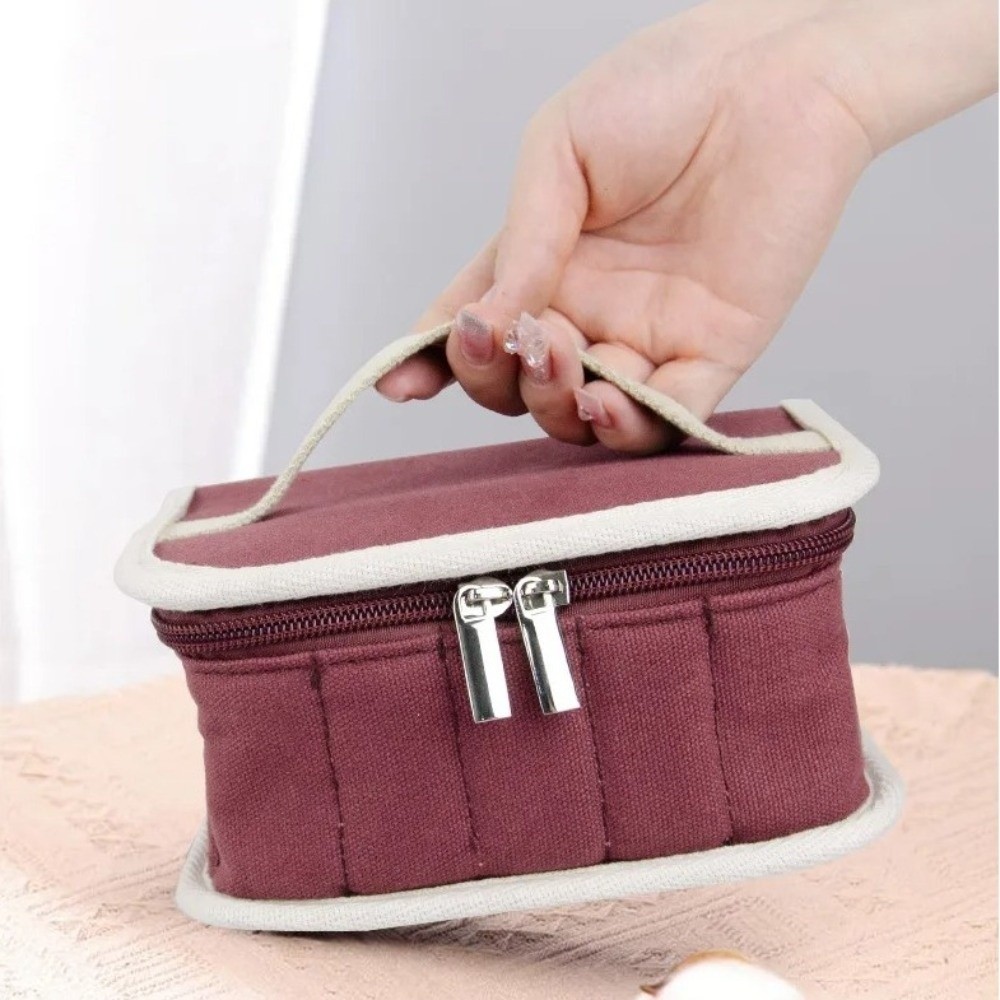Túi sơn móng tay HOBBYIN, có tay cầm Túi đựng tinh dầu vải, Hộp đựng tinh dầu có dây kéo 16 khe di động