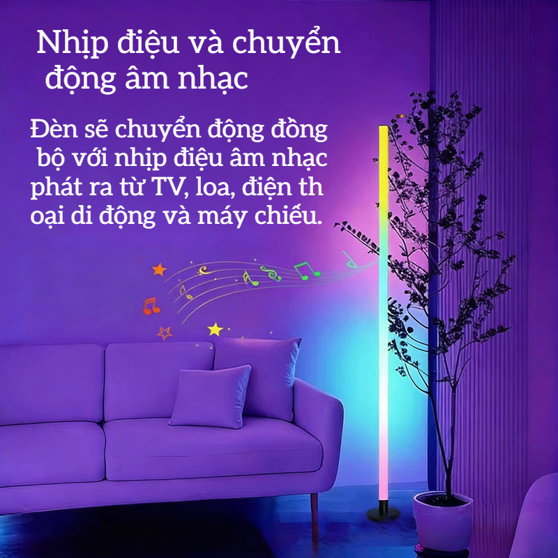 Cây Đèn LED RGB 120cm - Điều Khiển APP/Remote, Nhạy Theo Nhạc, Trang Trí PC/Tivi/Phòng Ngủ Hiệu Quả