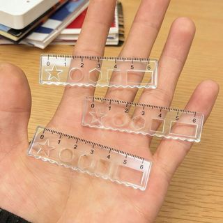 HIGHVIEWLS 1 Thước Mini, Thước Thẳng Bỏ Túi Trong Suốt, Dụng Cụ Đo Vẽ Đa Năng Với Wave Line Protractor Học Sinh