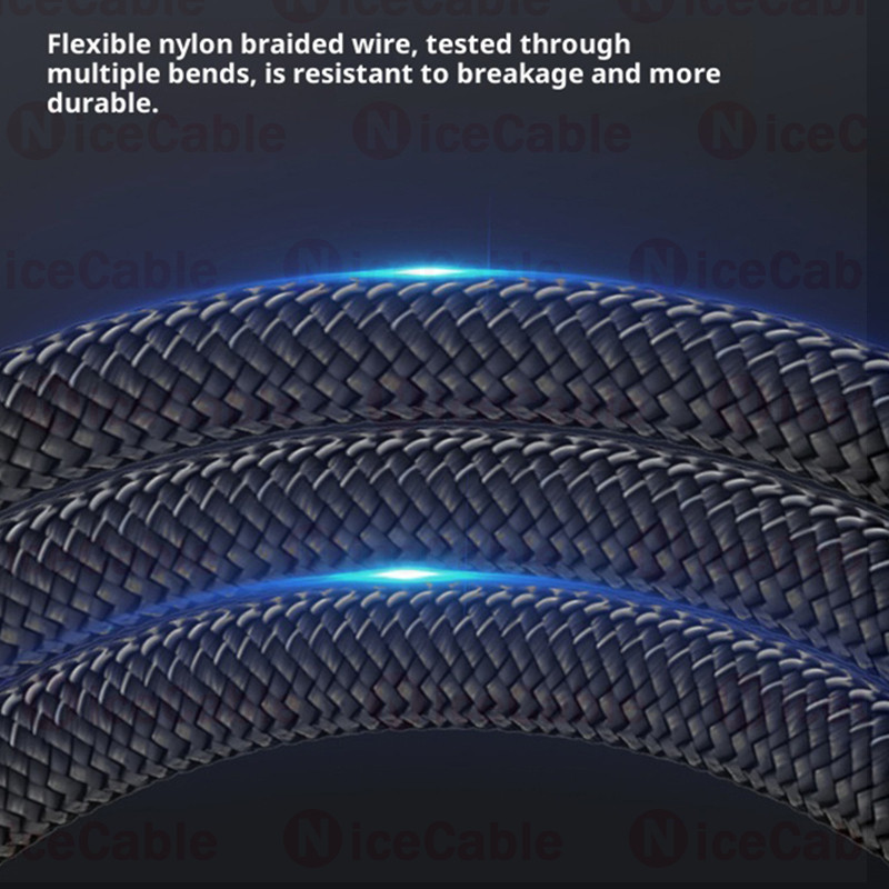 Cáp sạc nhanh 66W USB sang Type C Thiết kế uốn cong đôi Cáp chơi game chống treo Dây dữ liệu bện Nylon dày cho điện thoại / máy tính bảng