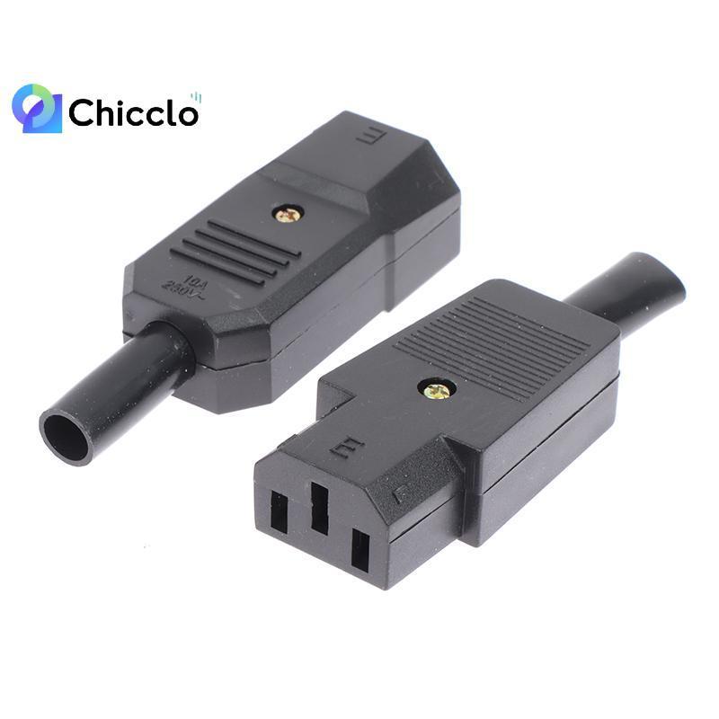 [chiccloset0] Đầu nối phích cắm cáp thẳng AC 3Pin C13 C14 10A 250V Phích cắm nam nữ đẹp