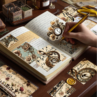 JIANWU 12 Cái / bộ Vintage Flower Gear Âm Nhạc Phong Cảnh Cắt Kéo Thêu Sò Chất Liệu Giấy Sáng Tạo DIY Rác Tạp Chí Văn Phòng Phẩm