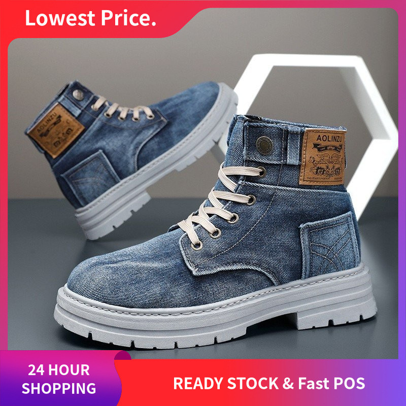 Size Lớn 48 Giày Nam 2026 Giày Cao Cấp Mới Denim Casual Đa Năng Bảo Hộ Lao Động Martin Hợp Thời Trang