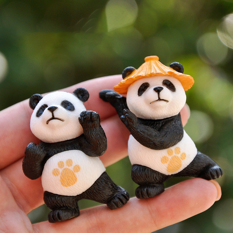 4 Micro Phong Cảnh Nhựa Kung fu Panda Các Bức Tượng Gấu Trúc Sống Động Như Thật Dễ Thương Tượng Handmade Hoạt Hình Ô Tô Để Bàn Đồ Trang Trí