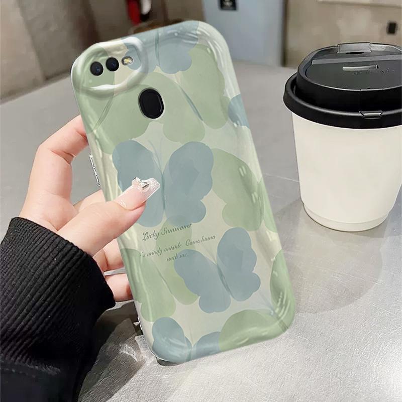 Ốp Silicon Hoạt Hình Cho OPPO A5S A7 A12 F9 F9 Pro 3D Phụ Kiện Mềm Ốp lưng Hoa Bướm Tulip Ốp Lưng Chống Sốc