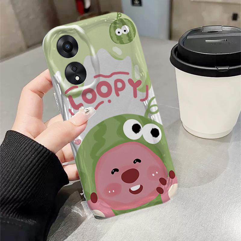 Ốp Silicon Hoạt Hình Cho OPPO A18 A38 A58 A60 A17 A17K 4G 3D Điện Thoại Thông Minh Mềm Ốp Lưng Chống Sốc Loopy