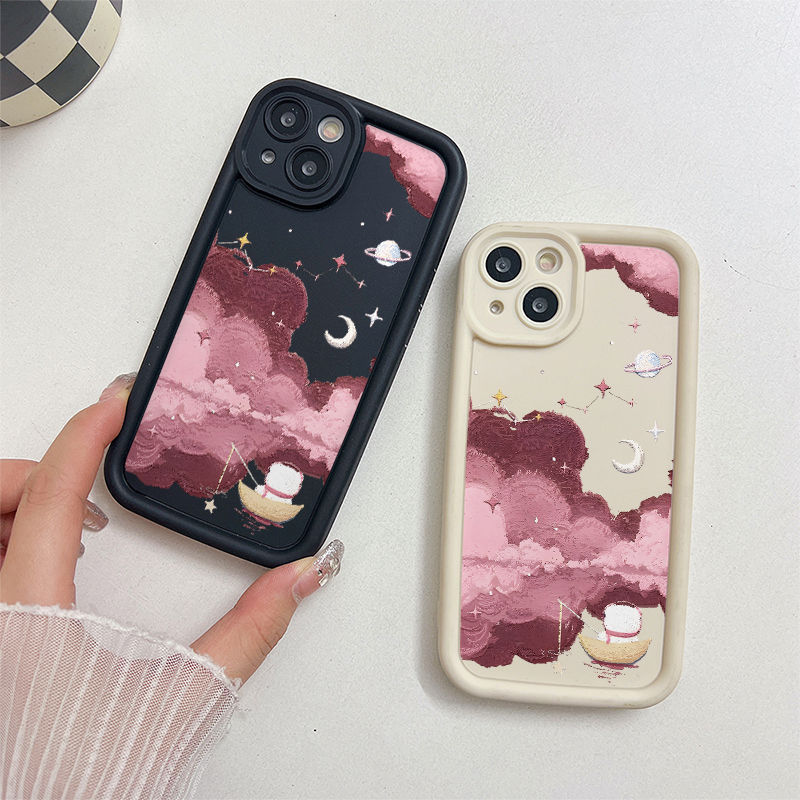 Ốp Lưng Cho Redmi Note 14 13 12 11 10 8 14C 13C 12C 11A 10A 10C 9C A3 A2 A1 C75 C65 C55 C31 M6 11T 13T 14T 15T Pro Thiết Kế Mắt Thiên Thần Chống Rơi Họa Tiết Đám Mây Hồng JGS437