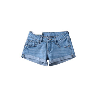 Quần short jean nữ cạp thấp ống thẳng Gấu xắn Dáng ôm Phong cách đô thị Dáng người nhỏ nhắn 2026