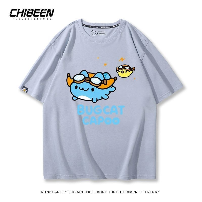 Mèo Hoạt Hình Capoo - Áo Thun Tay Ngắn Nam Nữ, Cotton Nguyên Chất, Phù Hợp Mùa Hè Và Ngày Thường