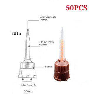 Bộ 50 Đầu Trộn Nha Khoa Nha Khoa Dùng Một Lần Ấn Tượng Cao Su Silicon Trộn Đầu Ống Trộn Răng Giả Ống Màu