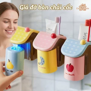giá đỡ bàn chải ly súc miệng chất liệu pp an toàn dễ vệ sinh phòng tắm màu dopamine tránh nhầm lẫn