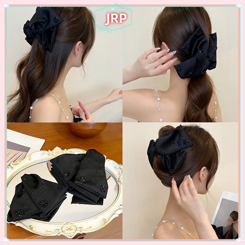 Kẹp tóc nơ lớn JRP với chất liệu satin mềm và chi tiết kim cương giả, phụ kiện thời trang cho nữ