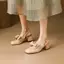 VNMZG34-39 Size Lớn Nơ Ngọt Ngào Bằng Sáng Chế Da Ngón Chân Sandal Nông Lưng Rỗng Khóa Dây Đeo Mary Jane Giày Cưới