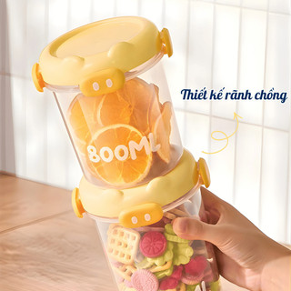 Hộp Đựng Ngũ Cốc Kín Khí Nắp Khóa Chống Ẩm, Hộp Nhựa Đựng Đồ Khô Trong Suốt Dung Tích 600ml–1500ml