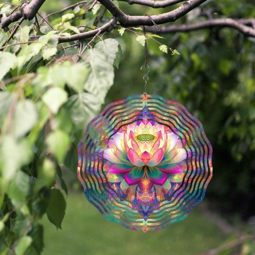 CIFbuy Chuông gió ngoài trời Hai mặt Mandala Kim loại Trang trí sân vườn Quà tặng ngày lễ