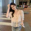 FEDAOG Nút Lên Áo Sơ Mi, Áo Sơ Mi Tay Bong Bóng Cổ Chữ V Thanh Lịch, Thời Trang Ngọt Ngào Ren Rỗng Áo Sơ Mi Tay Ngắn Nữ