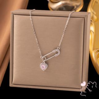 Mặt dây chuyền hình trái tim zircon, thép titan sang trọng