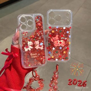Chấm Bi Đỏ Long Lanh Pony Thích Hợp Cho iPhone17promax Vỏ Điện Thoại Hạt Vòng Tay 16 15 14 13 12 11