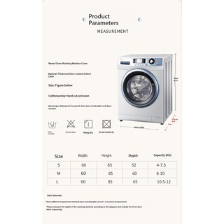 Hàng sẵn có Vận chuyển nhanh Haier Panasonic Siemens Vỏ chống bụi Vải trống Máy giặt Ban công Kem chống nắng cách nhiệt Phòng tắm Vỏ chống thấm nước Vải Cảm giác cao cấp xs-2xl-2-12.5kg 01