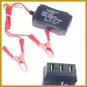 Littleloves1 1 Cái 12V 24V Đến 5V 3USB Cổng Nguồn Có Kẹp Pin Để Sạc Điện Thoại Di Động Khẩn Cấp Nguồn USB Hiệu Quả Cao VN