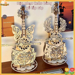 Hộp Nhạc Cello Gỗ Lắp Ráp 3D - Mô Hình Trang Trí Nhà Đẹp, Quà Tặng Sang Trọng & Độc Đáo