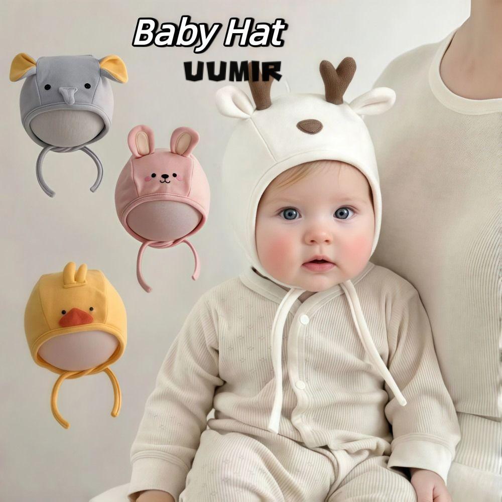 Mũ bảo vệ tai trẻ em UUMIR, Mũ ấm áp chống gió mềm cho trẻ mới biết đi, Động vật hoạt hình dễ thương Màu trơn Mũ sang trọng mùa đông nhẹ cho bé 8-18 tháng