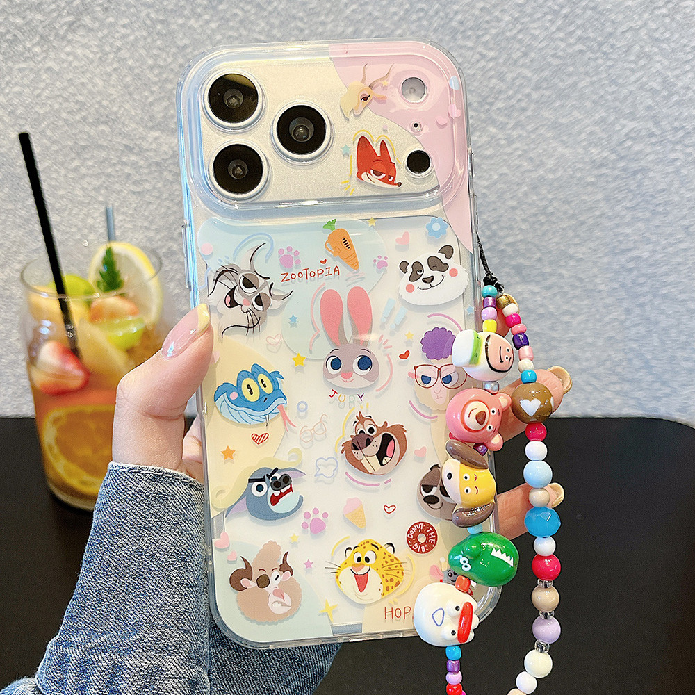 Ốp điện thoại Acrylic chuỗi động vật dễ thương cho iPhone 17 Pro Max 16 15 14 13 Vỏ bảo vệ chống sốc
